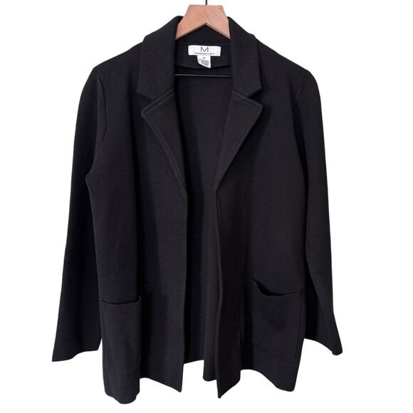 Magaschoni Black Wool Blend Open Front Cardigan - Picture 1 of 8